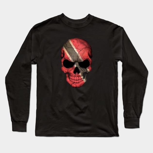 Trinidadian Flag Skull Long Sleeve T-Shirt by jeffbartels